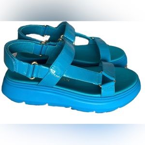 Stuart Weitzman 7.5 Zoelie Caribe Bright Blue Sandals